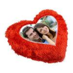 Red Fur Cushion Heart Design.