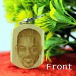 Wood engraved personalized keychain.