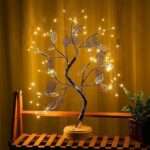 LED Tabletop Bonsai Leaf Tree Lamp Touch Switch DIY Artificial Light Tree Lamp Decoration Festival Holiday Battery/USB Operated (Leaf Node Lamp)